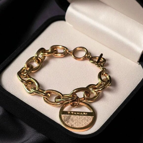 T Tahari Madison Python Charm Link Bracelet - Picture 1 of 3